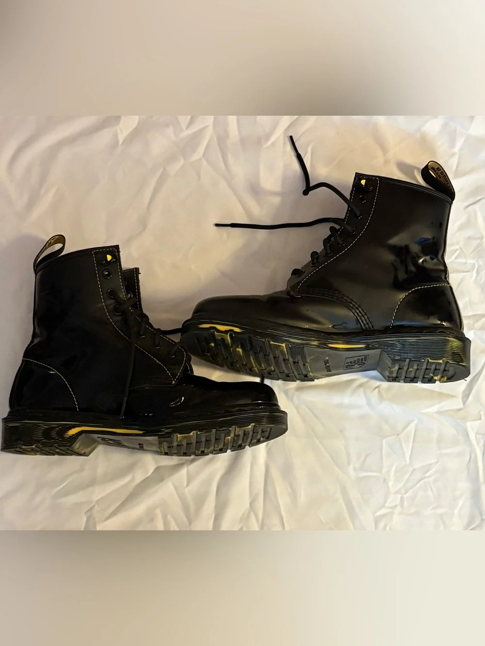 Dr. Martens Black Patent Lace-Up Combat Boots